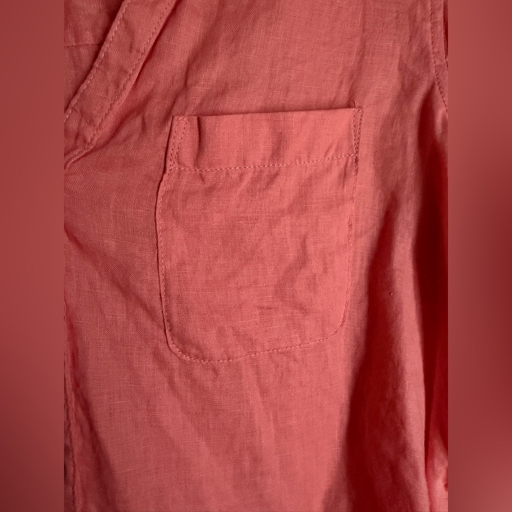 Sigrid Olsen Beautiful Linen Coral Button-Down Shirt size medium - Picture 5 of 9